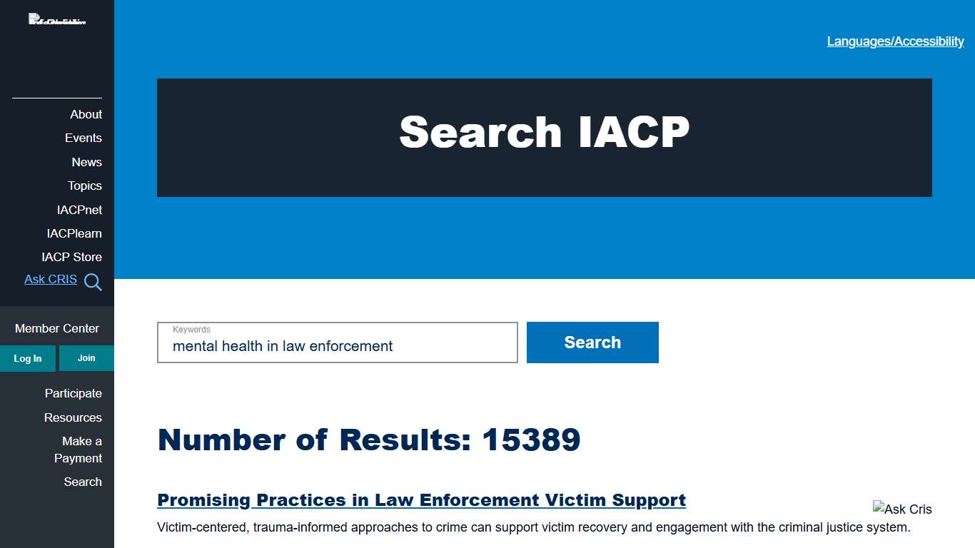 Search International Association of Chiefs of Police