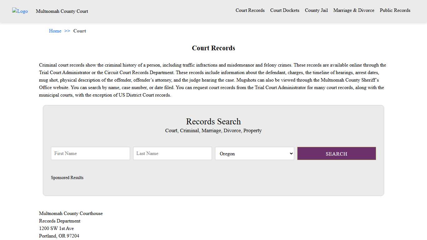 Court Records Multnomah County Court